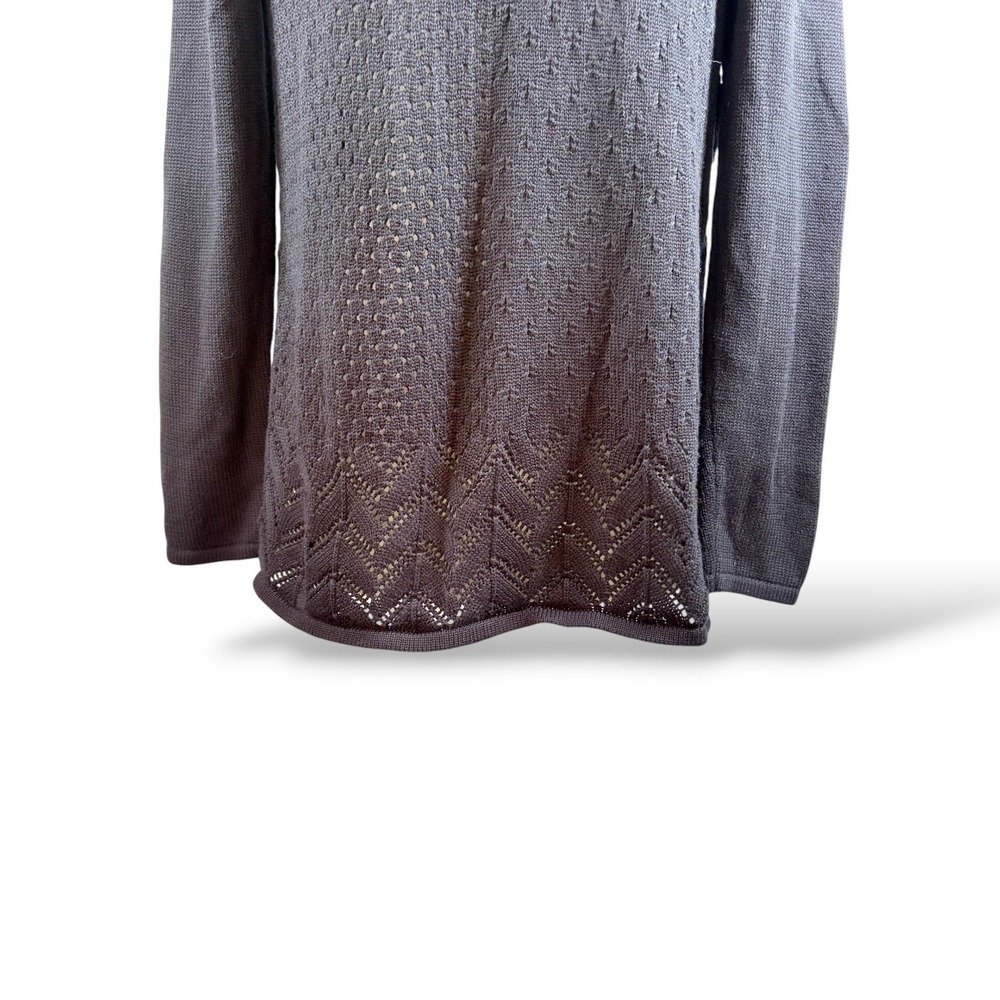 DESIGN HISTORY NWOT Black Cotton Blend Waterfall Front Cardigan, Large - Picture 7 of 9